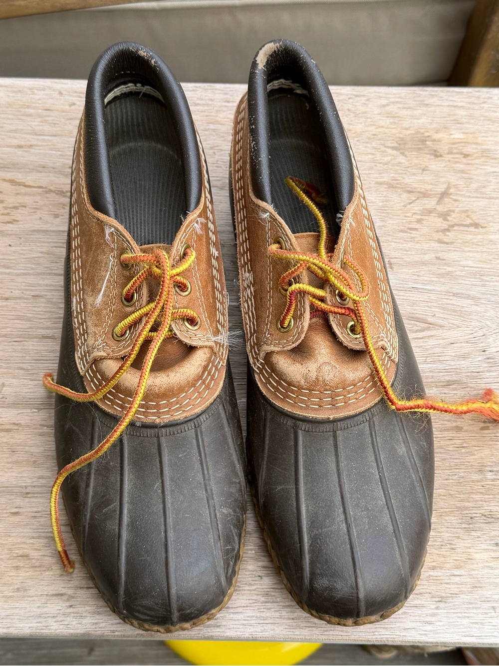 Men's Two-Tone Duck Boots in Brown and Black